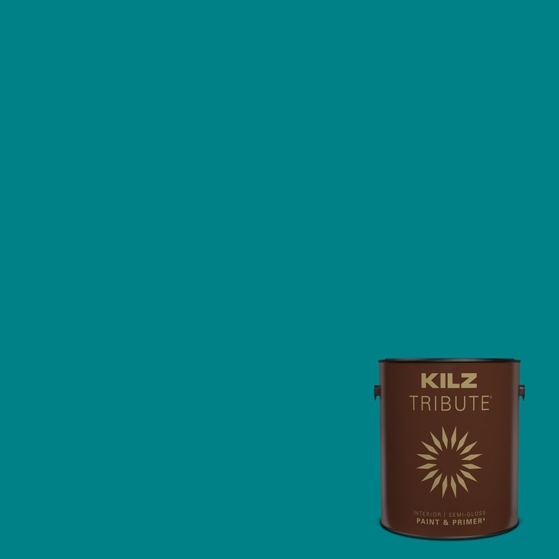 KILZ TRIBUTE Paint & Primer, Interior, Semi-Gloss, True Teal, 1 Gallon - Image 1